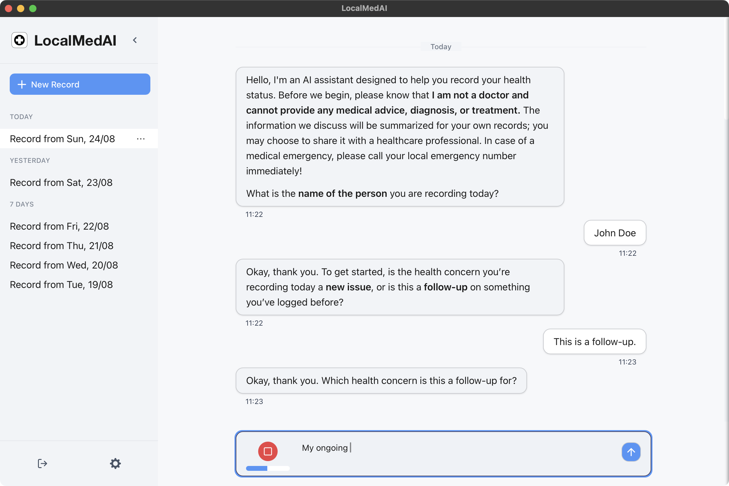 LocalMedAI Interface