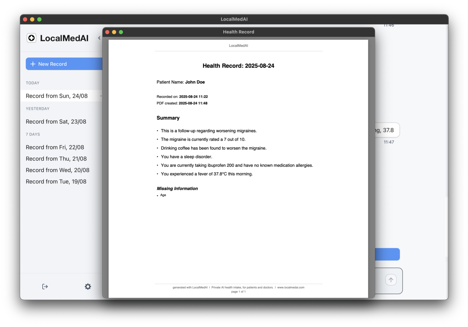 Thumbnail of the PDF export feature