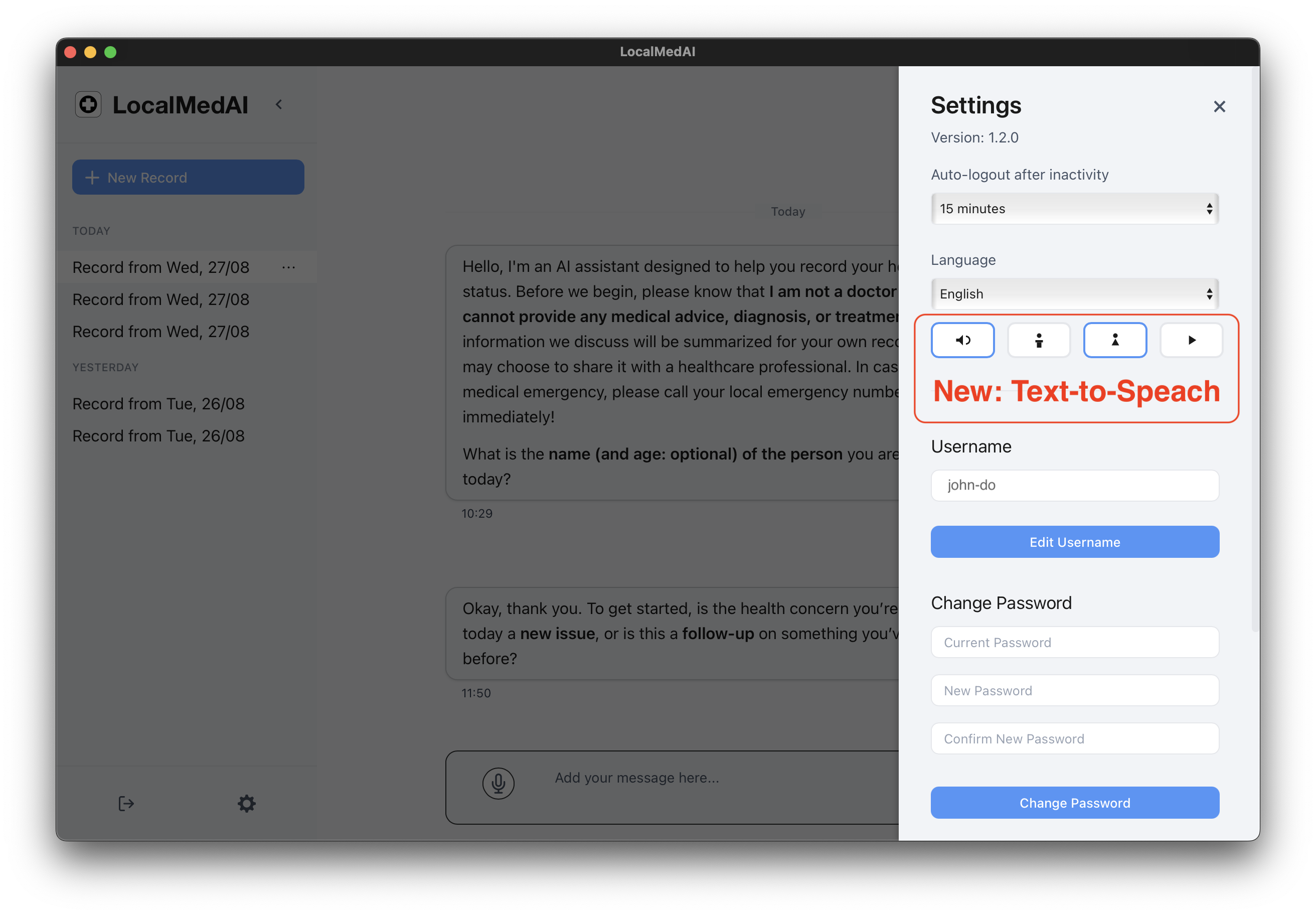 Thumbnail of application settings